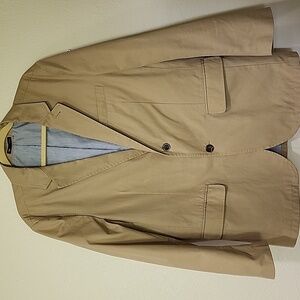 Gap Blazer Cotton Twill Striped Lined 2 Button Front Classic Khaki Preppy size L